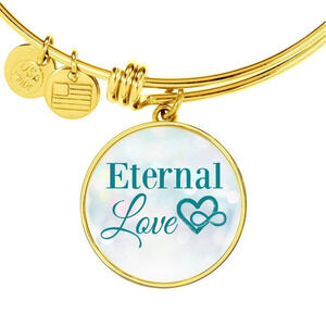 Eternal Love Personalized Engraved Gold Circle Bangle Bracelet Custom Name
